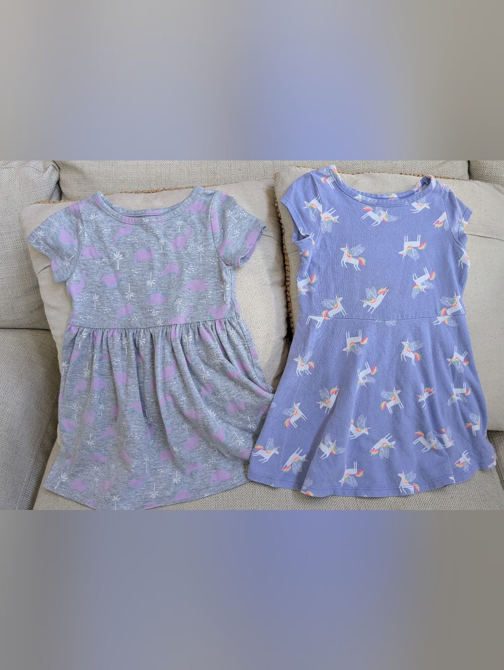 Cat & Jack Dinosaur And  Unicorn Print Twirl Dress Set Size 2T